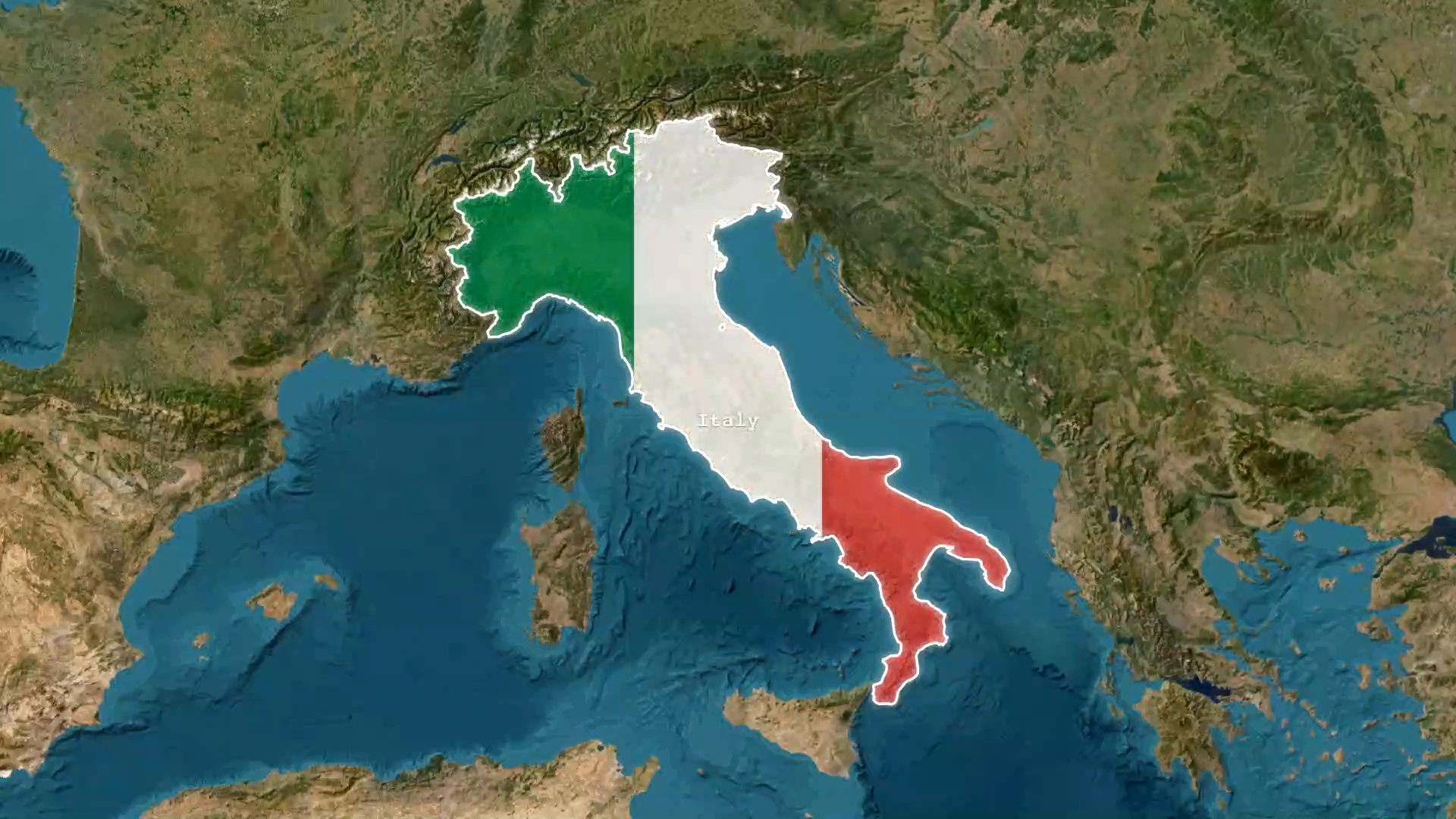 Satellite map view during the classic fly camera transition.