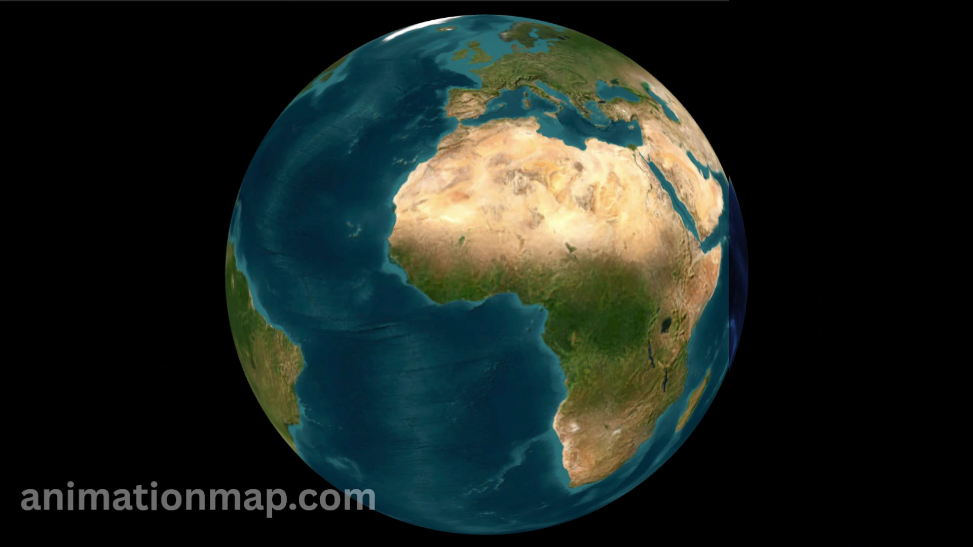 A satellite globe centered on Africa against a black background.